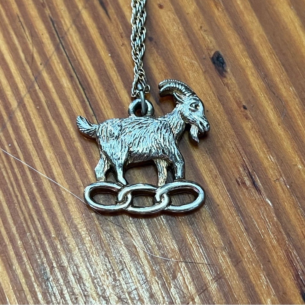 Silver Goat Vintage Pendant Necklace